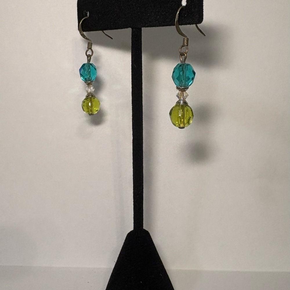 Blue and Green Dangle Earrings